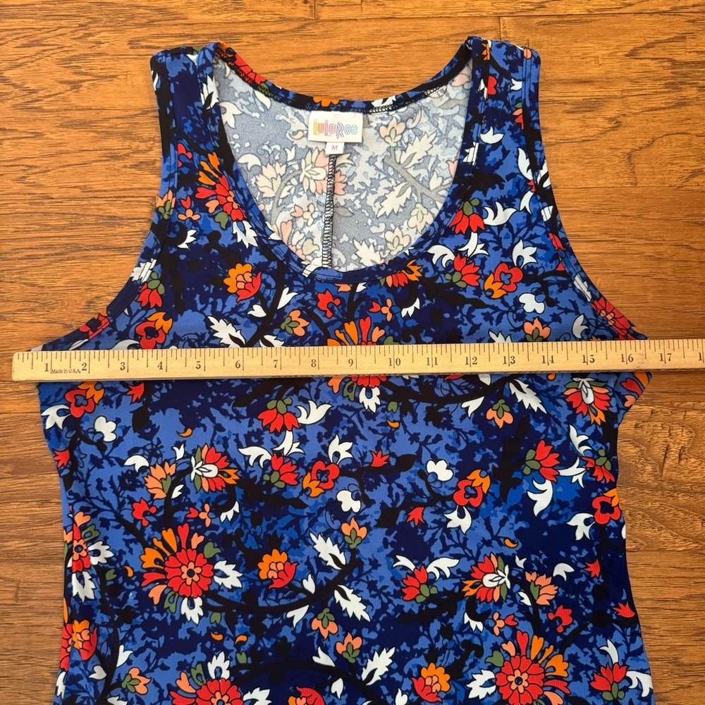 LuLaRoe Dani Floral Sleeveless Floor Length Column Maxi Dress Blue Red Sz MED - Picture 5 of 9